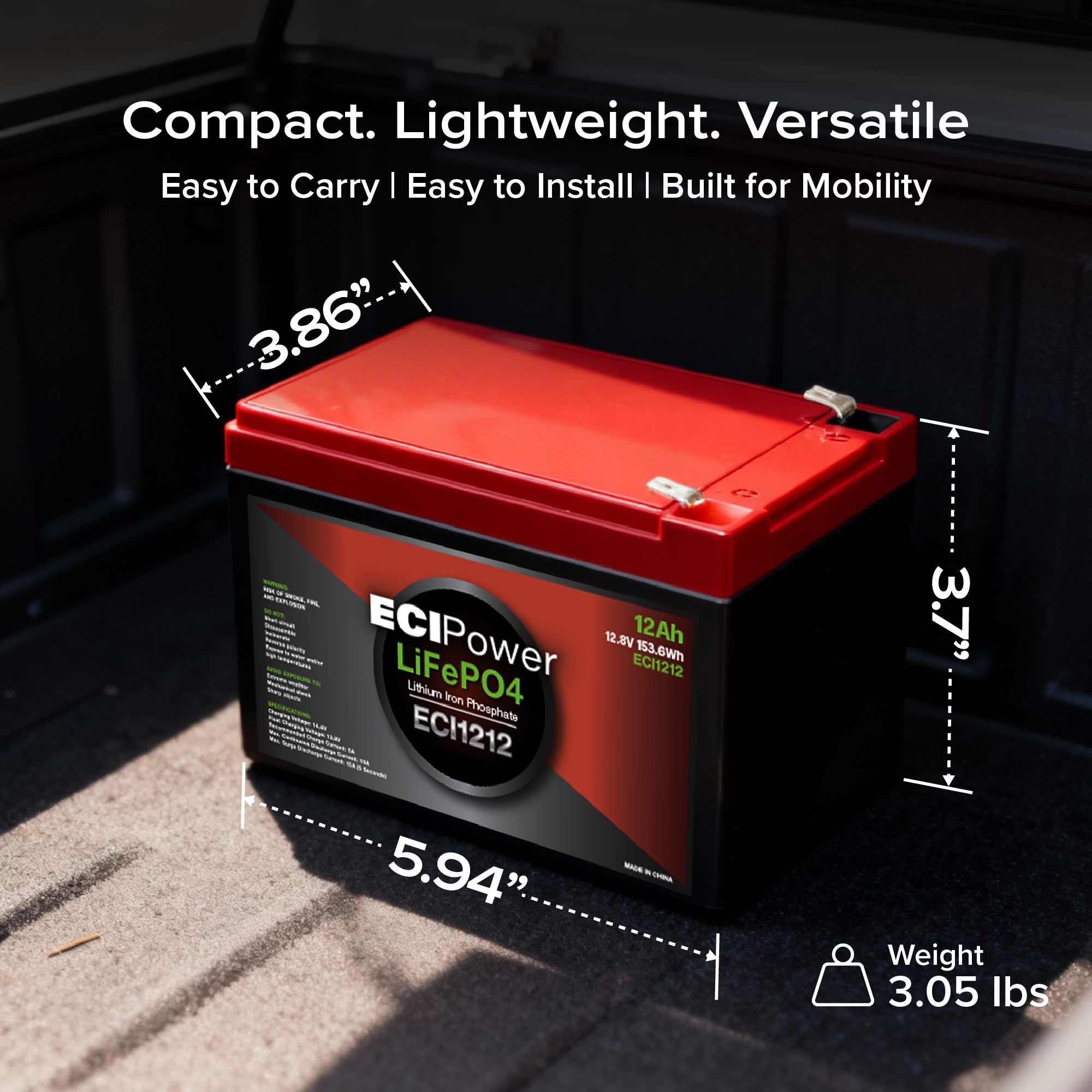 12V 12Ah - LiFePO4 Battery (PRE-ORDER: END OF JUN)