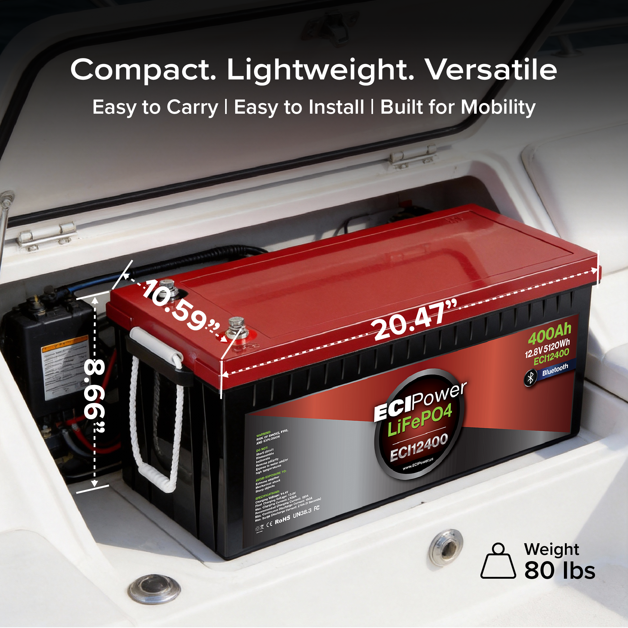 12V 400Ah - LiFePO4 Battery Bluetooth