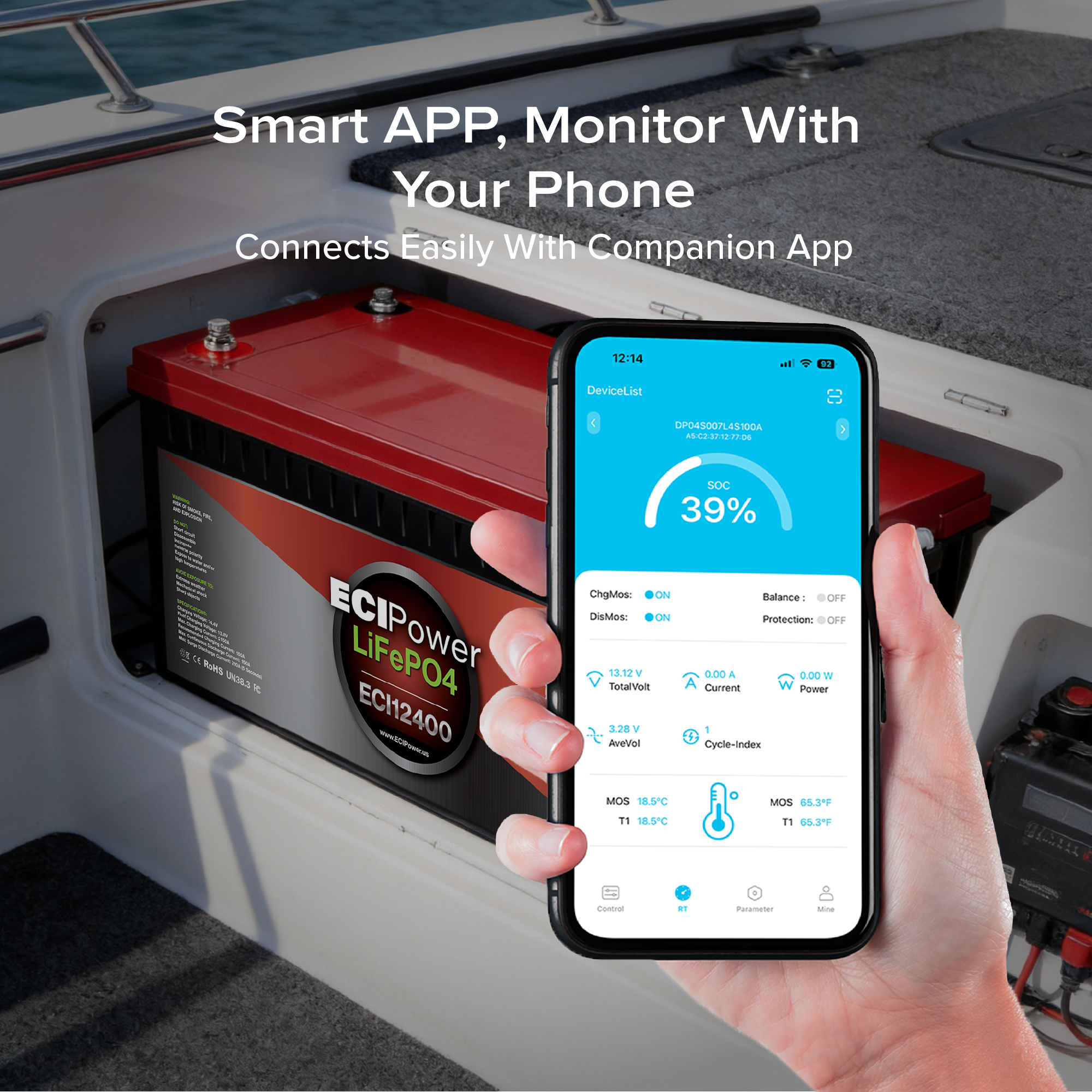 12V 400Ah - LiFePO4 Battery Bluetooth