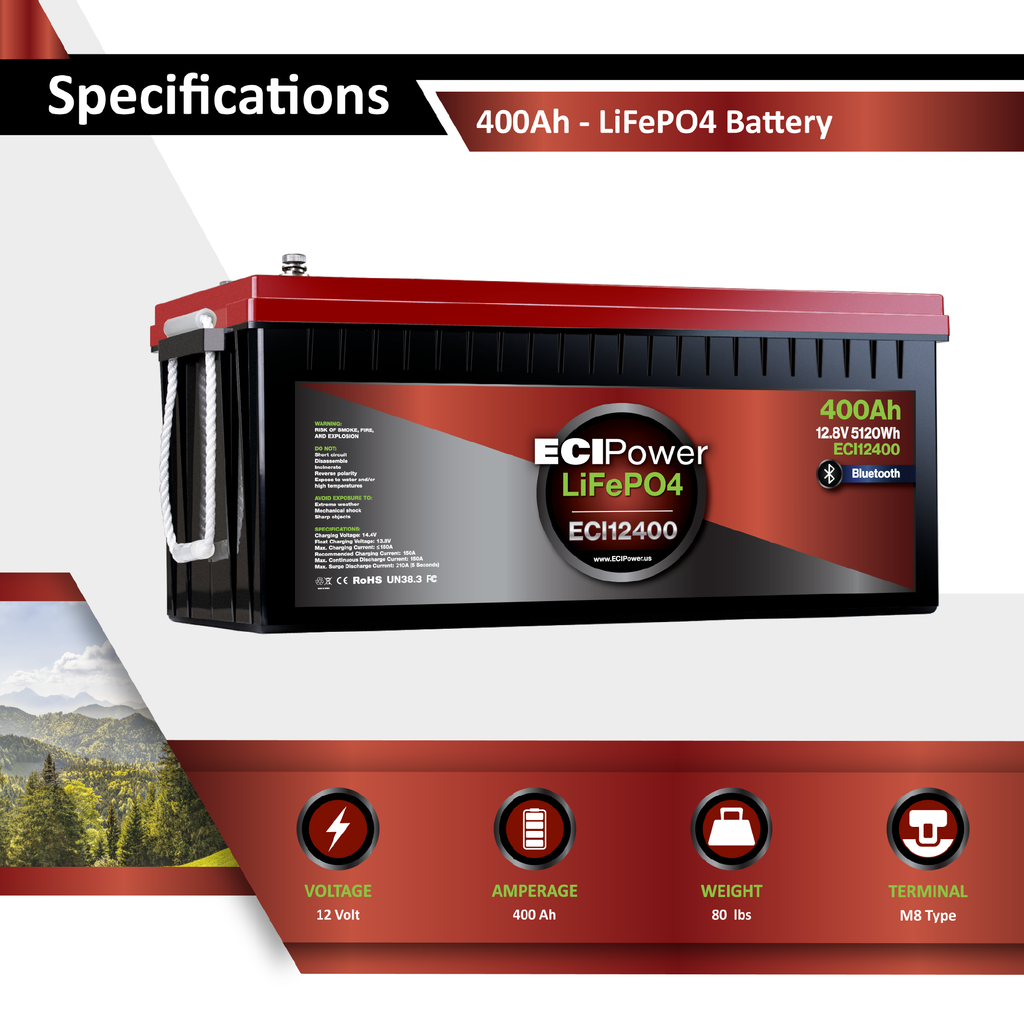 12V 400Ah - LiFePO4 Battery Bluetooth