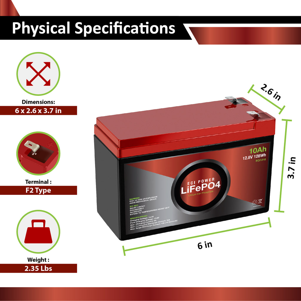 12V 10Ah - LiFePO4 Battery